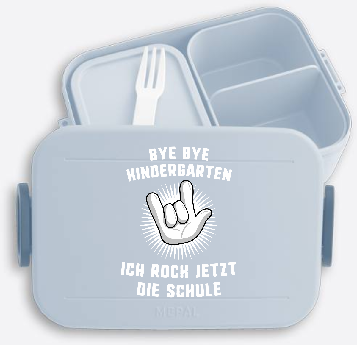 Brotdose Einschulung – Bye Bye Kindergarten Ich rock die Schule - Nordic Blue