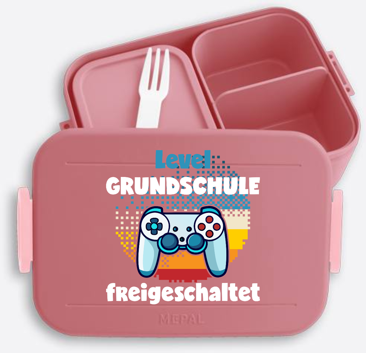Brotdose Einschulung: Level Grundschule freigeschaltet mit Name - Vivid Mauve