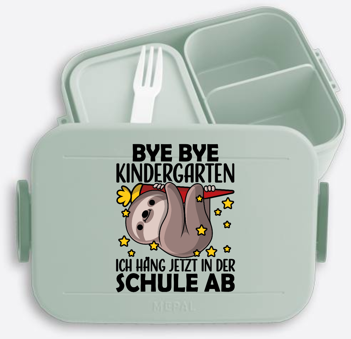 Brotdose Einschulung mit Faultier: Bye Bye Kindergarten - Nordic Sage
