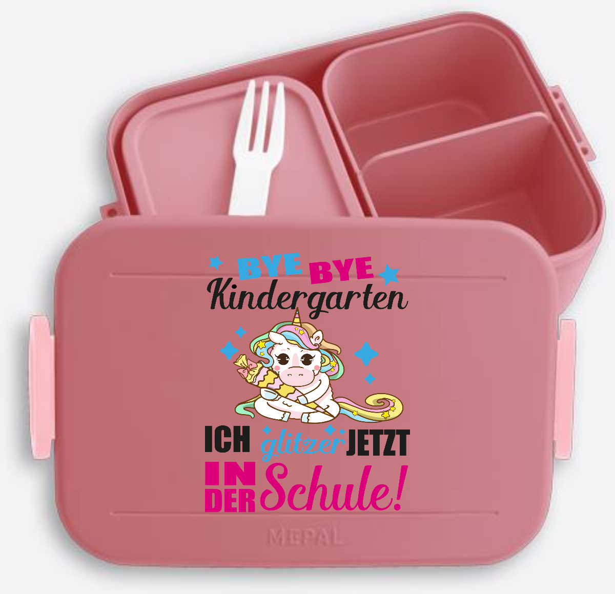 Brotdose Einschulung mit Name – Ich glitzer jetzt Einhorn - Vivid Mauve