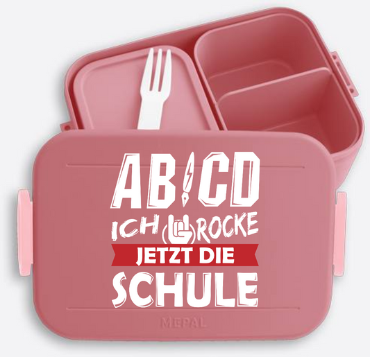Brotdose Einschulung mit Name – Ich rocke die Schule - Vivid Mauve