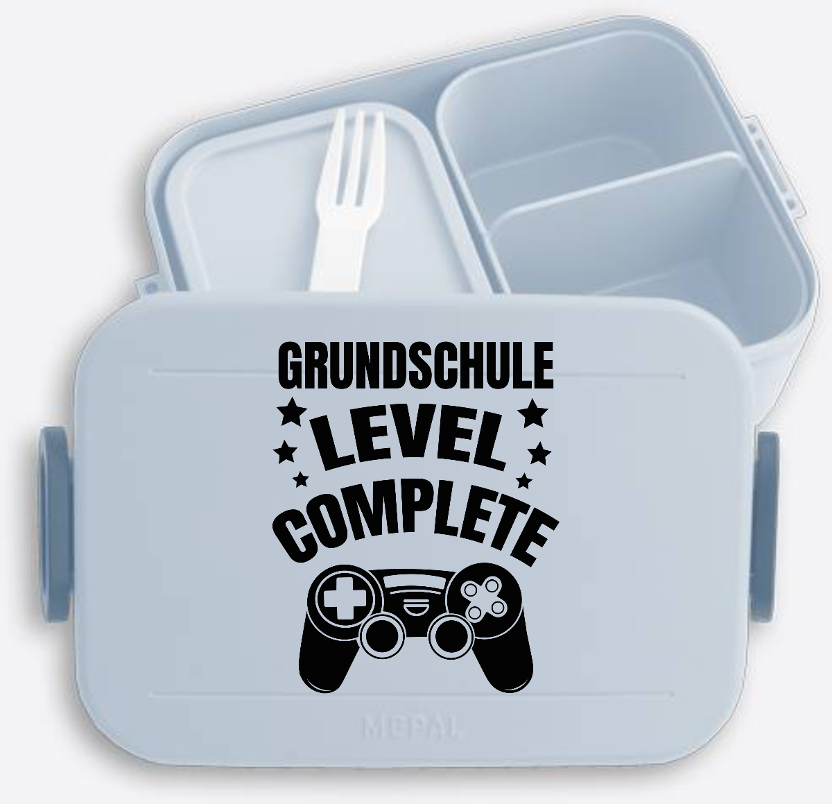 Brotdose Einschulung mit Name – Level Complete schwarz - Nordic Blue
