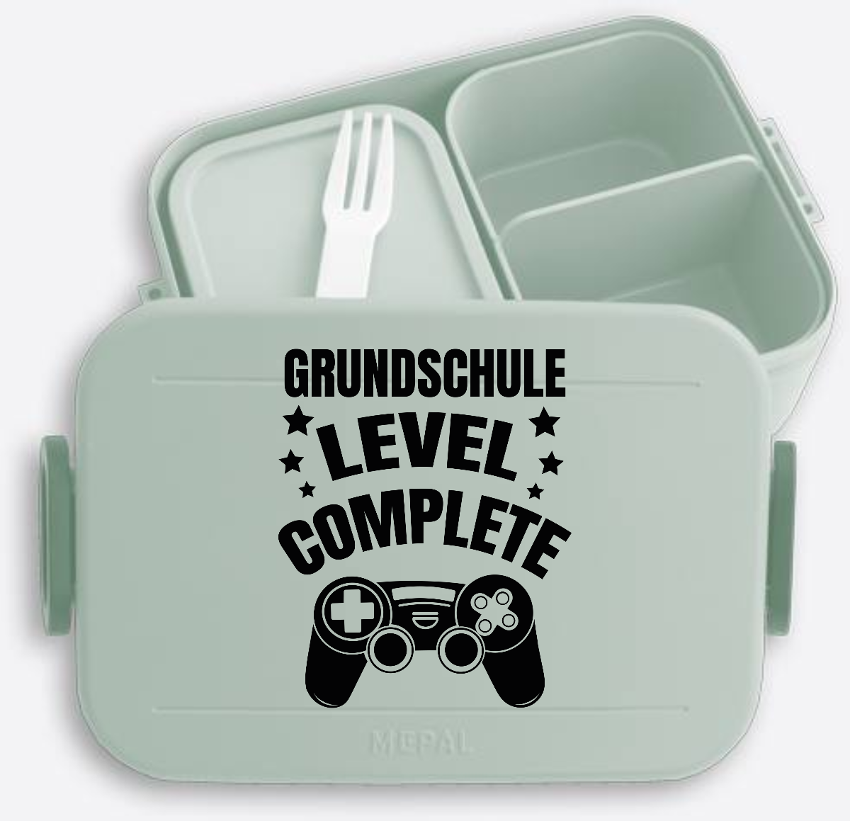 Brotdose Einschulung mit Name – Level Complete schwarz - Nordic Sage