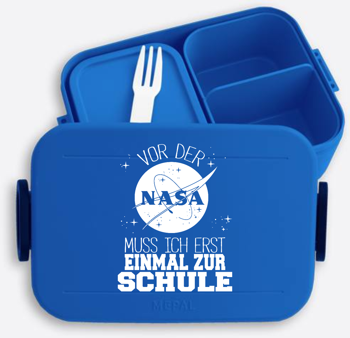 Brotdose Einschulung mit Name – Vor der NASA zur Schule - Vivid Blue