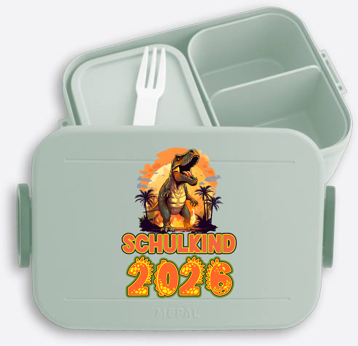 Brotdose Einschulung Schulkind 2026 Dinosaurier mit Name - Nordic Sage