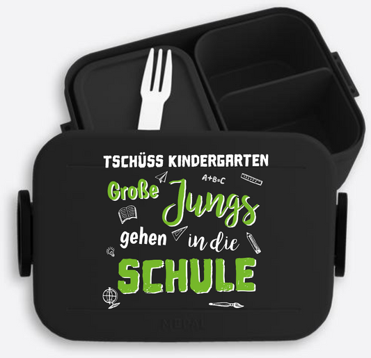 Brotdose Einschulung: Tschüss Kindergarten, Große Jungs - Nordic Black