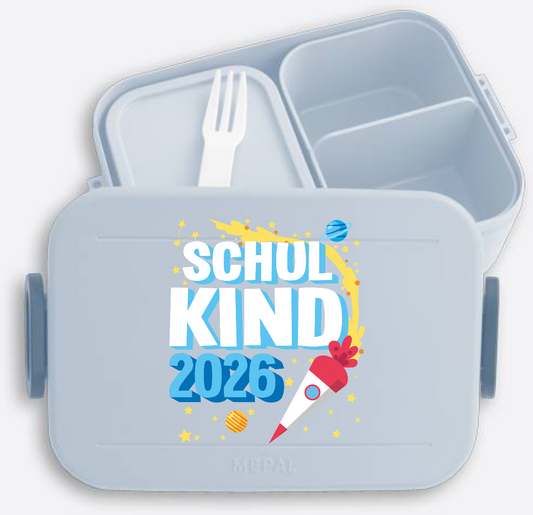 Brotdose Endlich Schulkind 2025 Rakete | Personalisiert - Nordic Blue