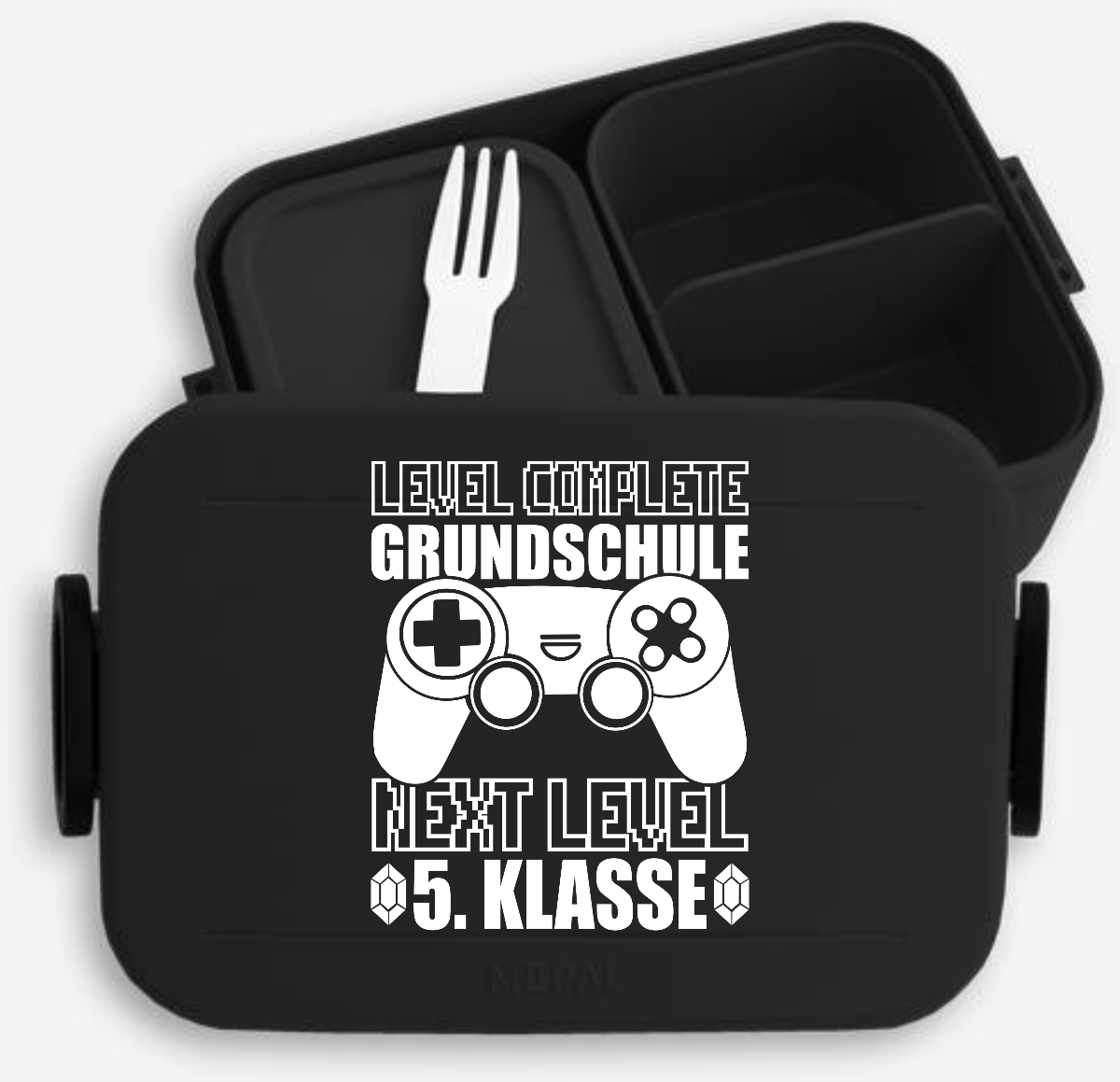 Brotdose Level Complete 5. Klasse – mit Namen personalisiert - Nordic Black