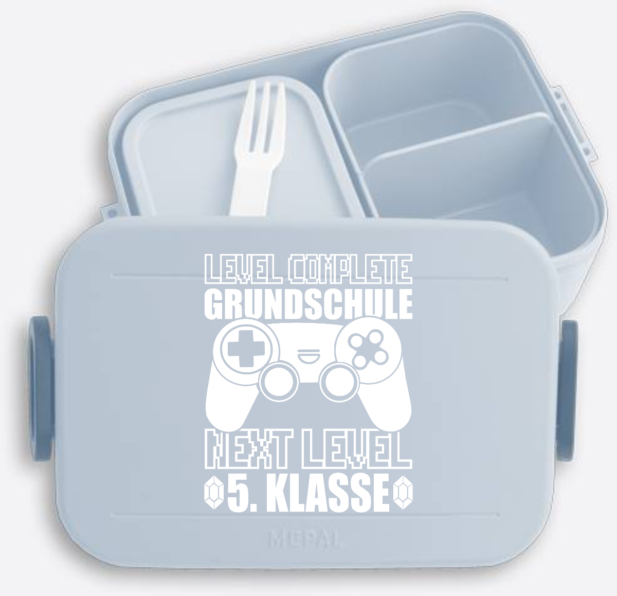 Brotdose Level Complete 5. Klasse – mit Namen personalisiert - Nordic Blue