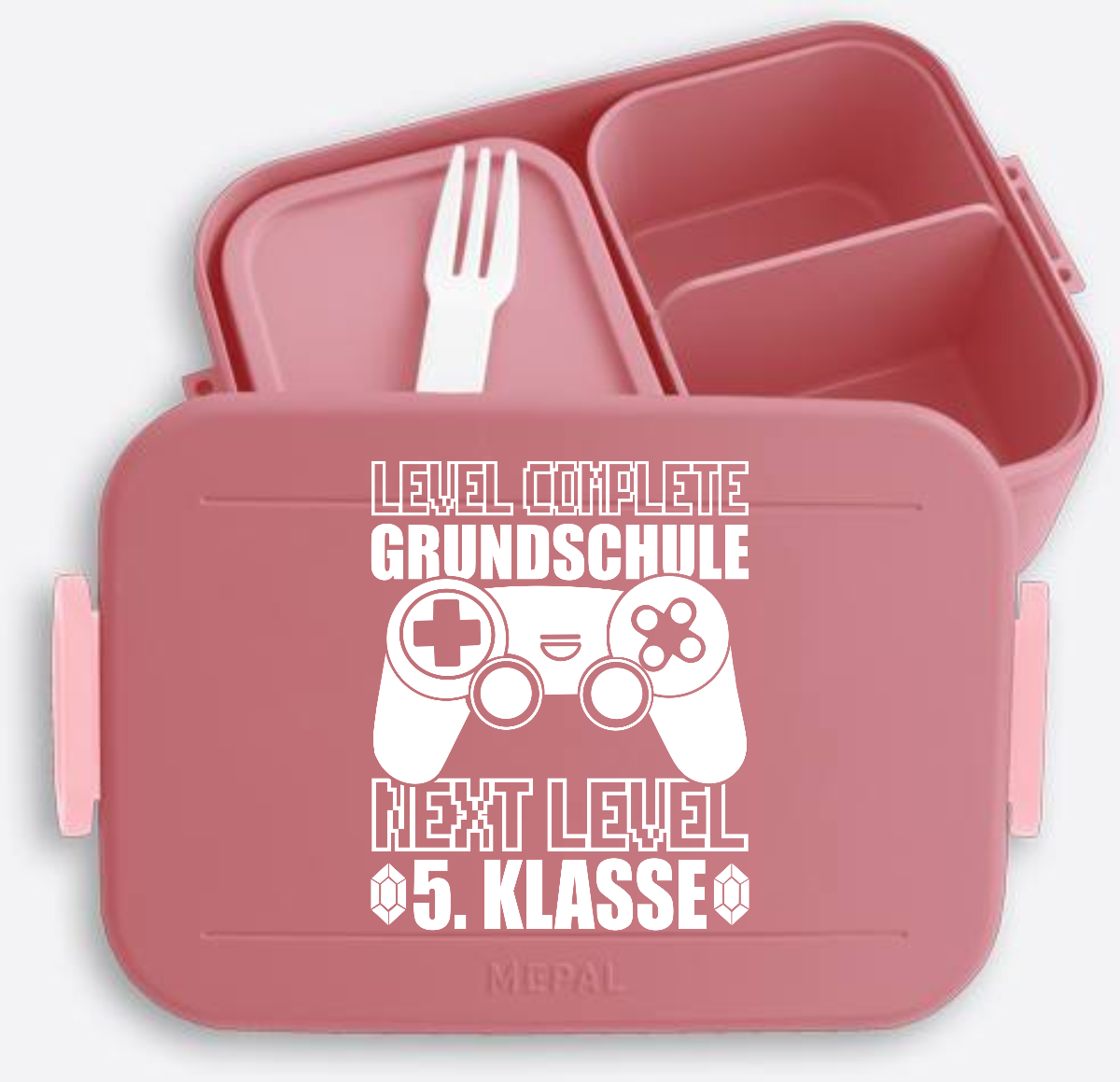 Brotdose Level Complete 5. Klasse – mit Namen personalisiert - Vivid Mauve