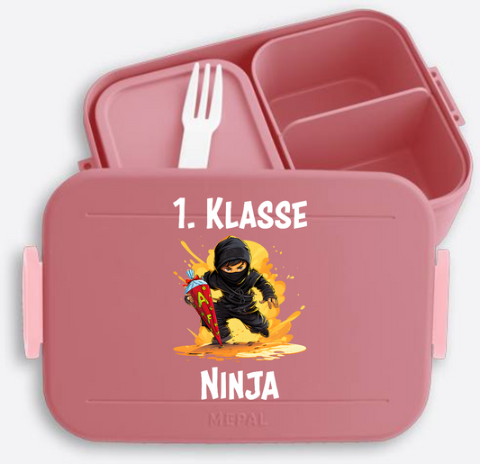 Brotdose Ninja zur Einschulung – Personalisiert mit Namen - Vivid Mauve