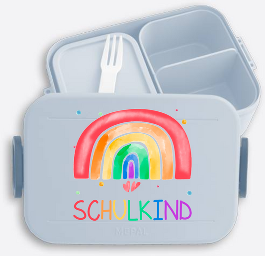 Brotdose Regenbogen Schulkind – Personalisiert mit Namen - Nordic Blue