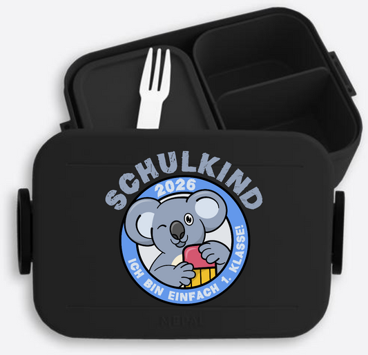 Brotdose Schulkind 2026 – 1. Klasse Koala mit Name - Nordic Black