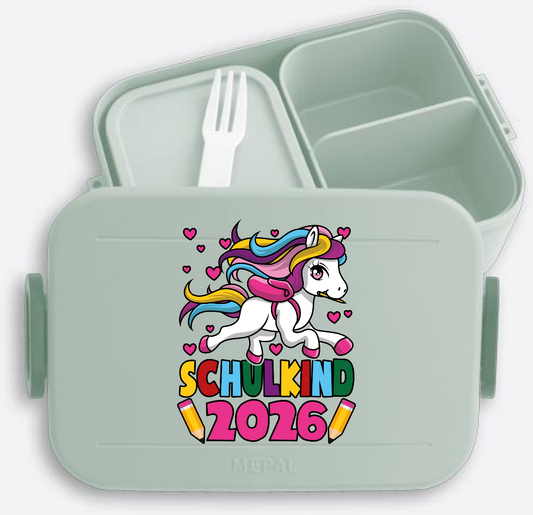 Brotdose Schulkind 2026 Einhorn – mit Namen personalisiert - Nordic Sage