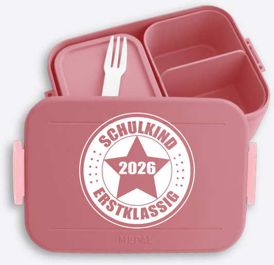 Brotdose Schulkind 2026 Erstklassig – Geschenk zur Einschulung - Vivid Mauve