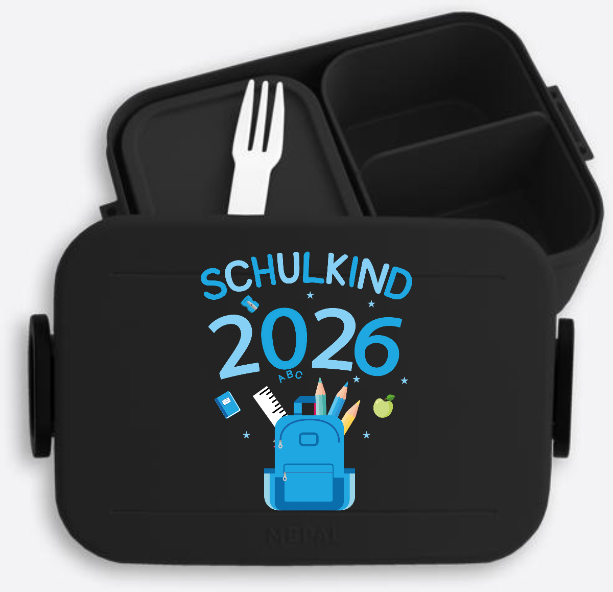 Brotdose Schulkind 2026 mit Namen – Geschenk zur Einschulung - Nordic Black