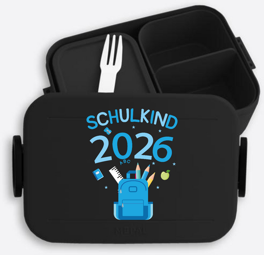 Brotdose Schulkind 2026 mit Namen – Geschenk zur Einschulung - Nordic Black