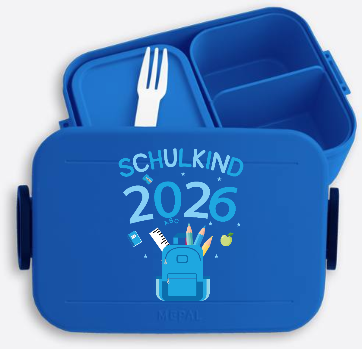 Brotdose Schulkind 2026 mit Namen – Geschenk zur Einschulung - Vivid Blue