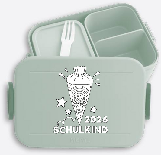 Brotdose Schulkind 2026 – Regenbogen zum Ausmalen mit Name - Nordic Sage