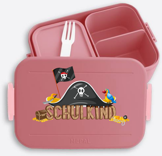 Brotdose Schulkind Pirat mit Namen – Geschenk zur Einschulung - Vivid Mauve