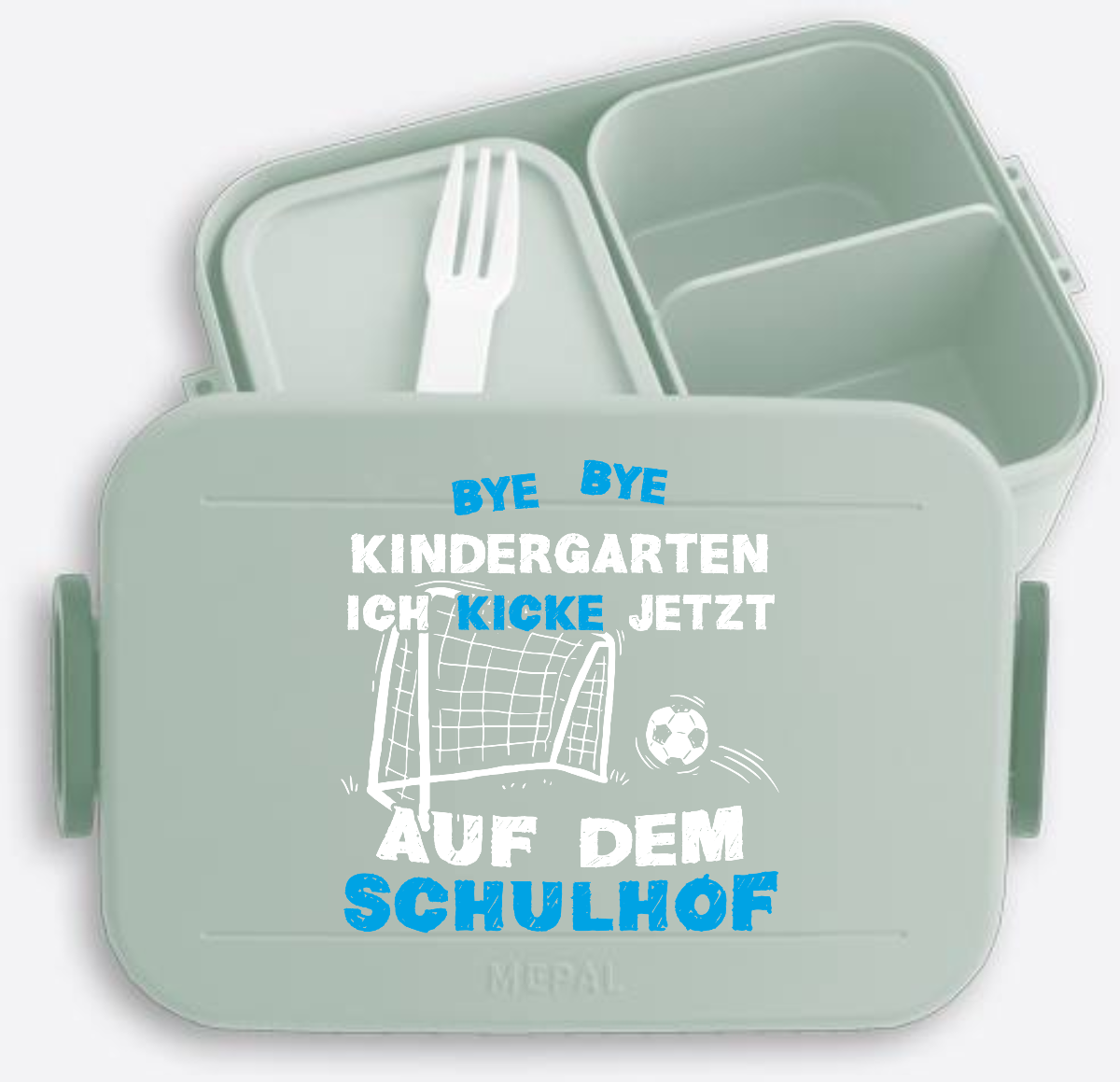Brotdose zur Einschulung – Bye Bye Kindergarten Fußball mit Name - Nordic Sage