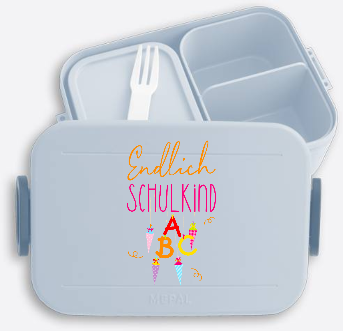 Brotdose zur Einschulung – Endlich Schulkind mit Name - Nordic Blue