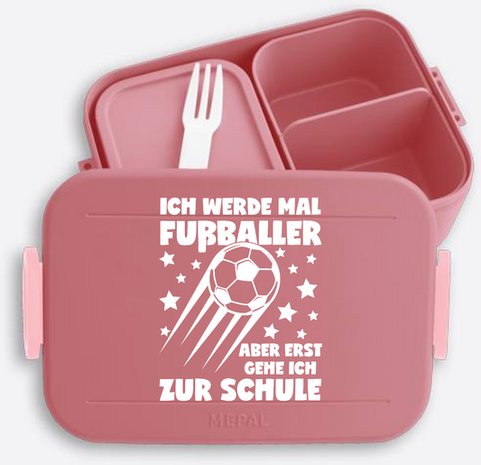 Brotdose zur Einschulung – Erst Schule, dann Fußballer (mit Name) - Vivid Mauve