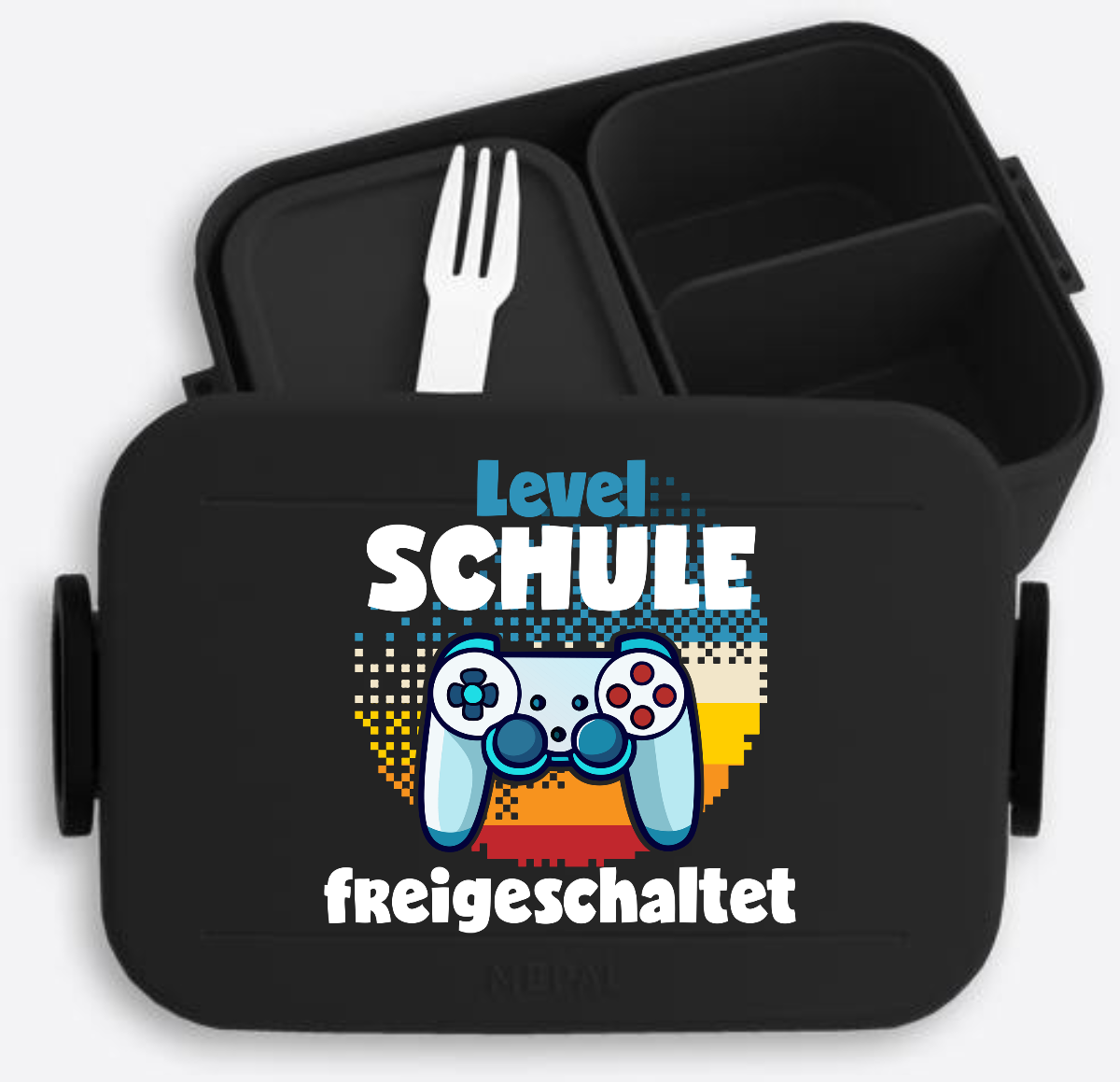 Brotdose zur Einschulung – Level Schule freigeschaltet - Nordic Black