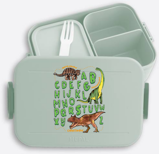 Brotdose zur Einschulung mit Name – Dinosaurier Alphabet - Nordic Sage