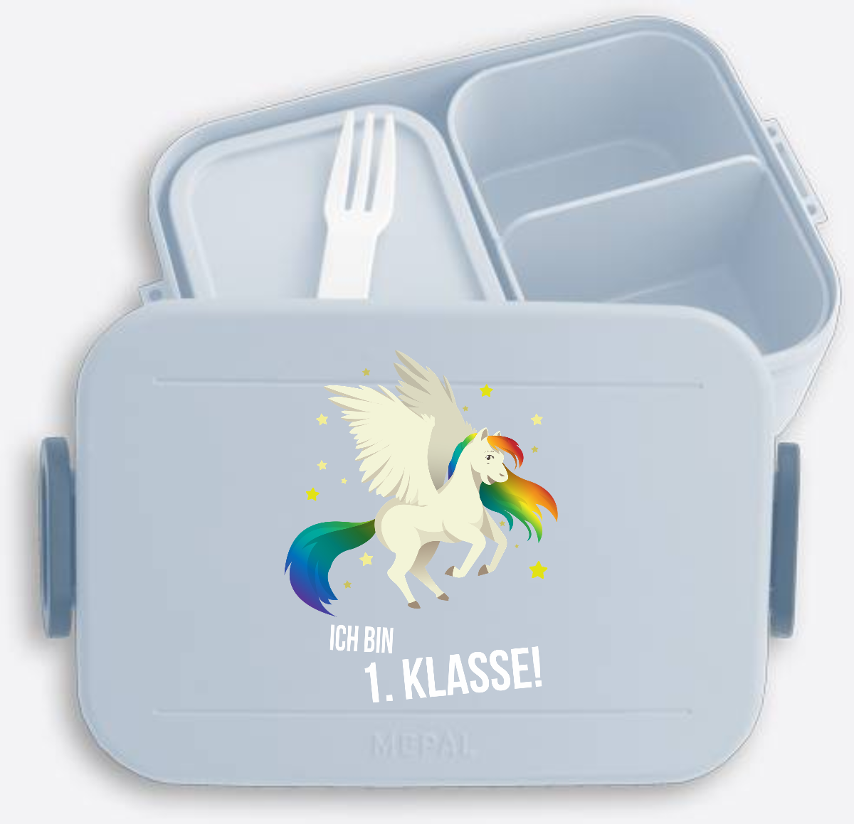 Brotdose zur Einschulung mit Name – Ich bin erste Klasse - Nordic Blue