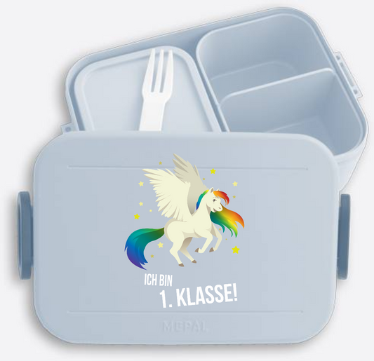 Brotdose zur Einschulung mit Name – Ich bin erste Klasse - Nordic Blue