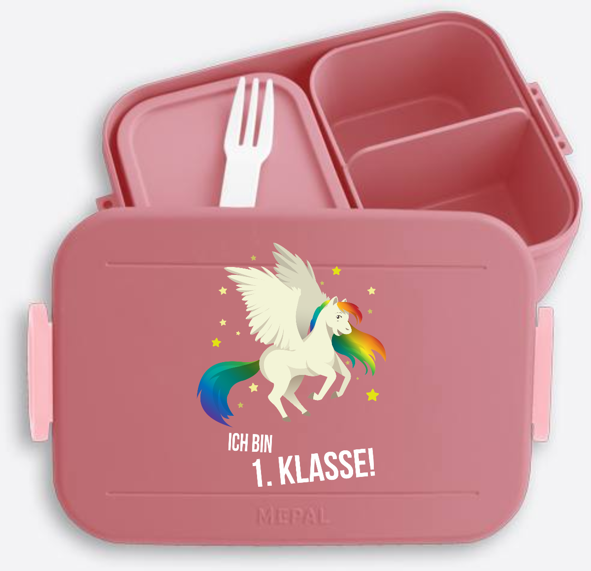 Brotdose zur Einschulung mit Name – Ich bin erste Klasse - Vivid Mauve