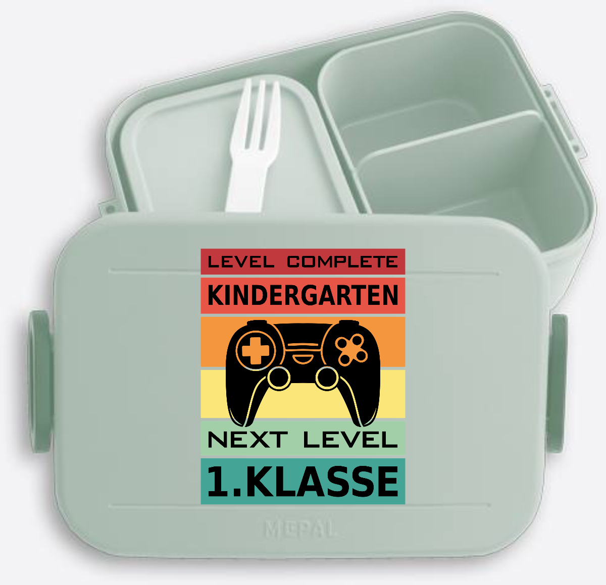 Brotdose zur Einschulung: Next Level 1. Klasse mit Name - Nordic Sage