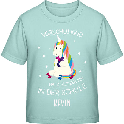 Mädchen T-Shirt Einschulung Einhorn – Vorschulkind Glitzer-Spruch