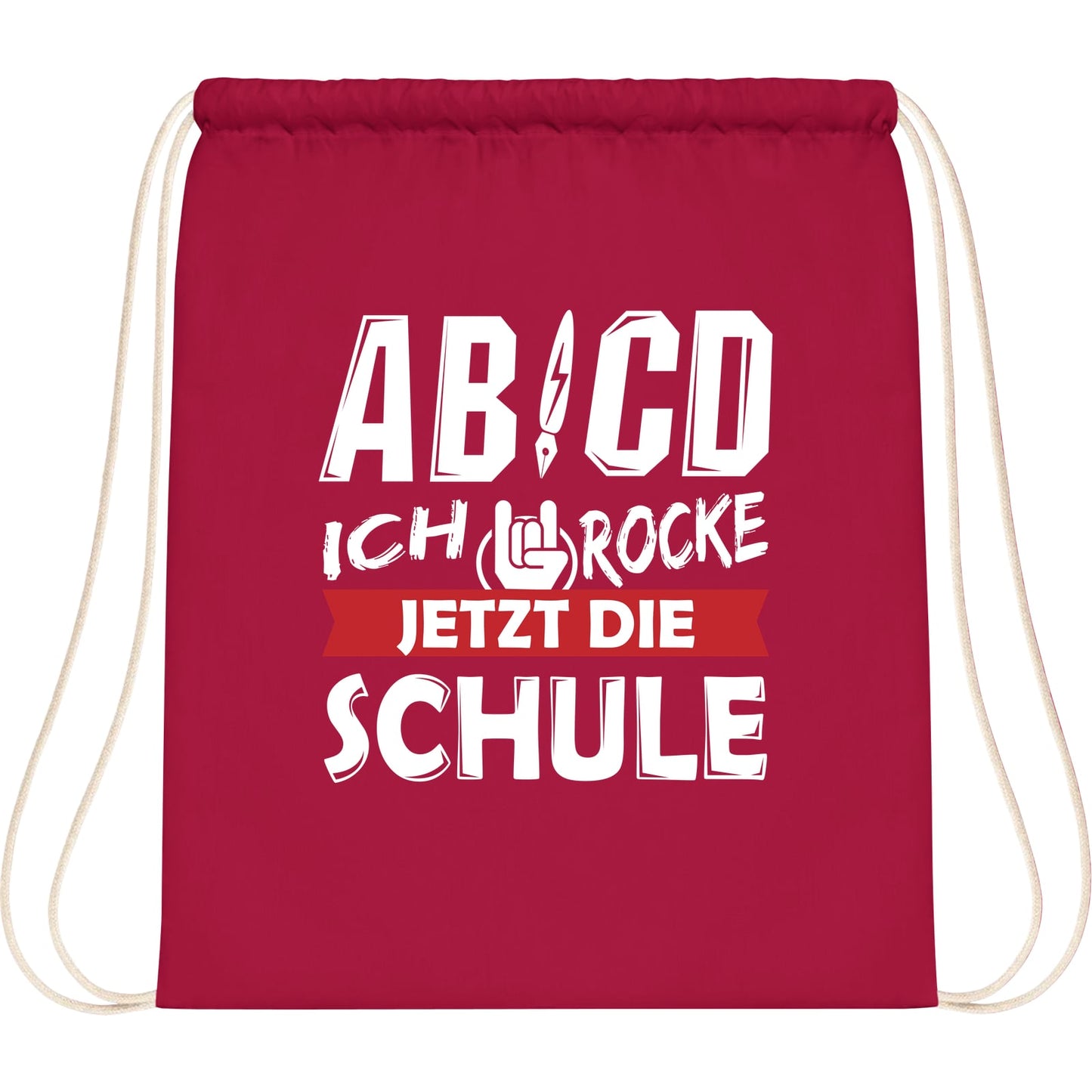 Turnbeutel Einschulung Rocker-Hand – Ich rocke jetzt die Schule