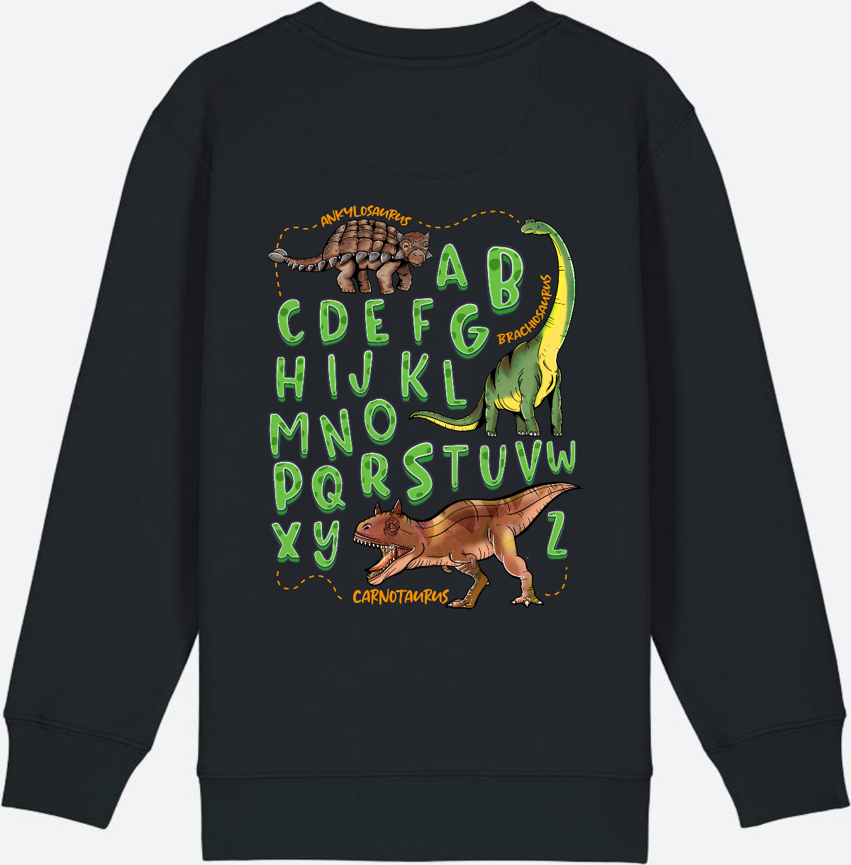 Dino Alphabet Sweatshirt zur Einschulung mit Name - Black