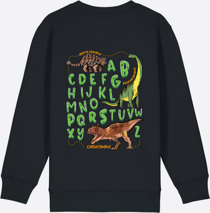Dino Alphabet Sweatshirt zur Einschulung mit Name - Black
