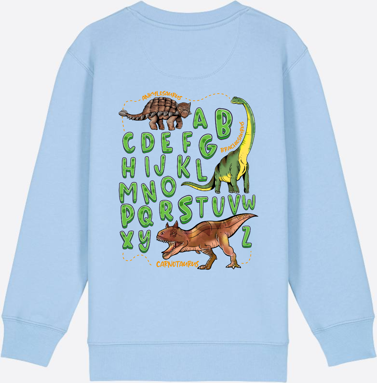 Dino Alphabet Sweatshirt zur Einschulung mit Name - Blue Soul