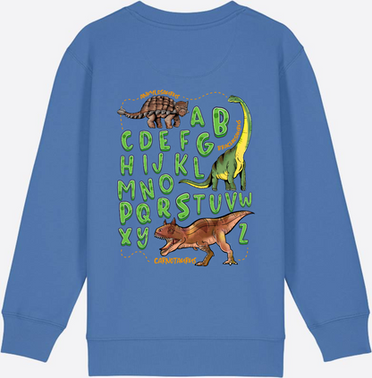 Dino Alphabet Sweatshirt zur Einschulung mit Name - Bright Blue