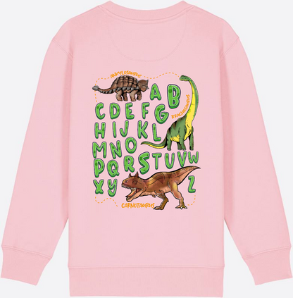 Dino Alphabet Sweatshirt zur Einschulung mit Name - Cotton Pink