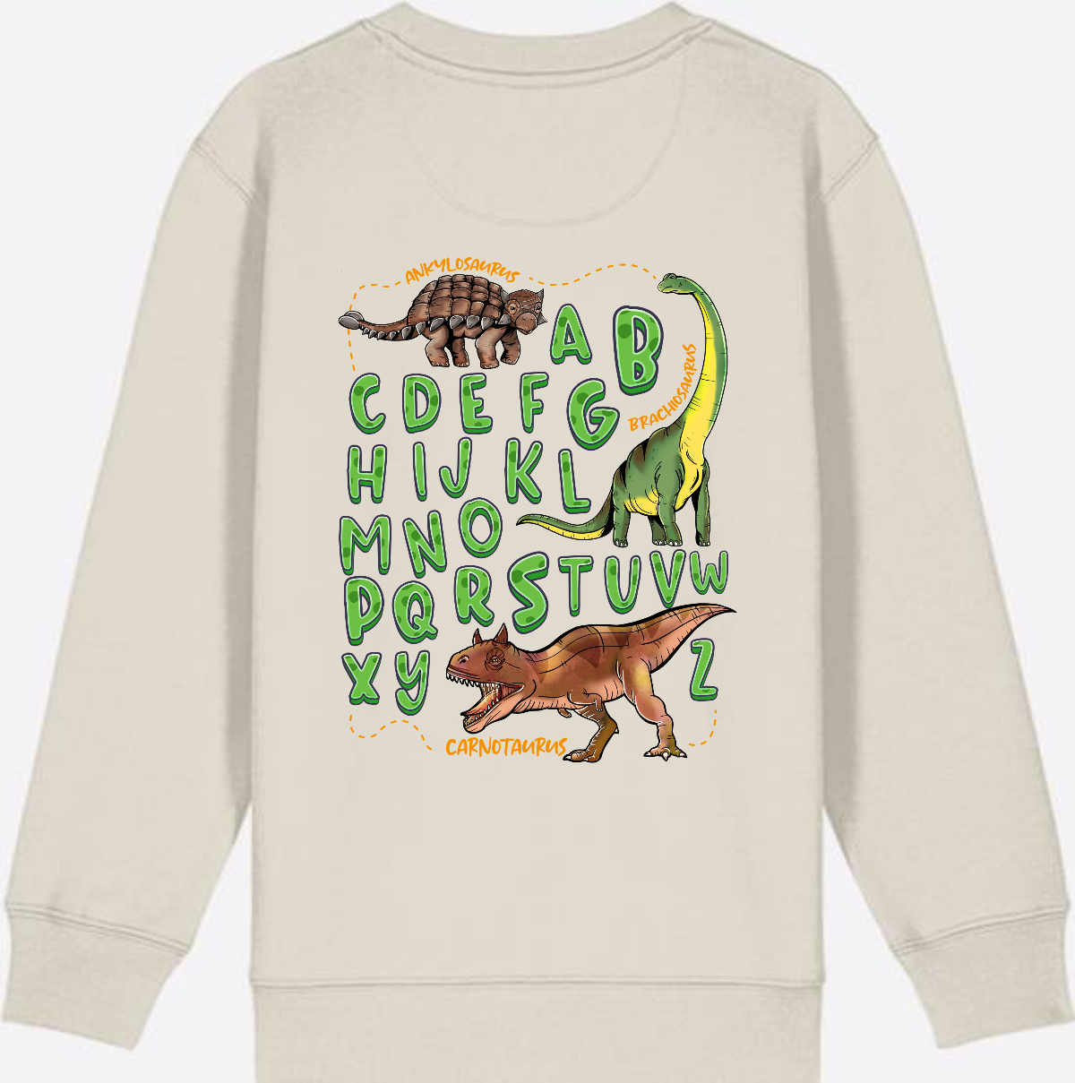 Dino Alphabet Sweatshirt zur Einschulung mit Name - Eco Heather