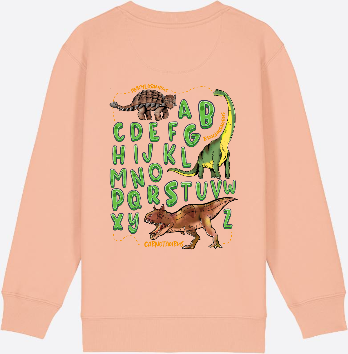 Dino Alphabet Sweatshirt zur Einschulung mit Name - Fraiche Peche
