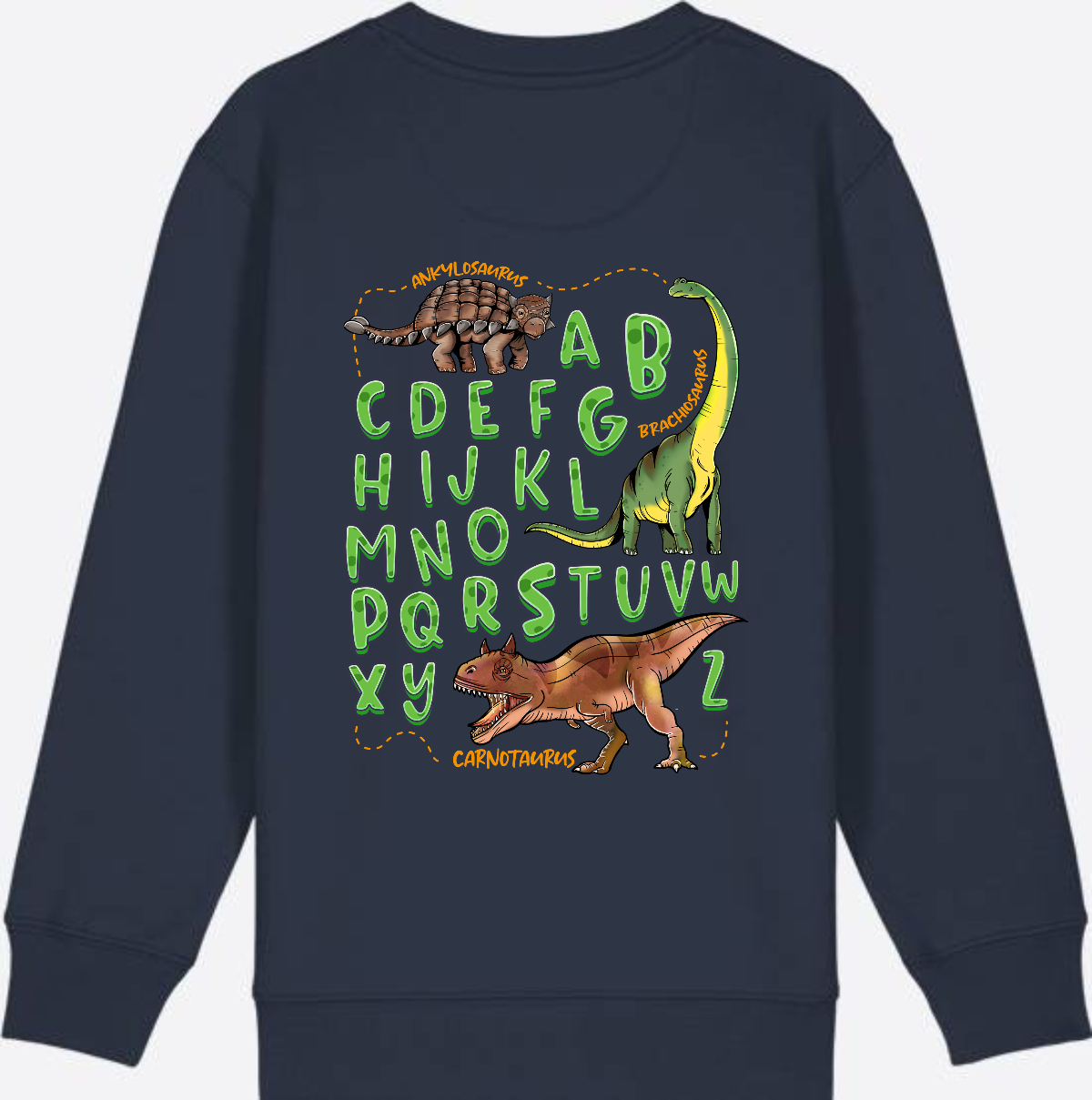 Dino Alphabet Sweatshirt zur Einschulung mit Name - French Navy