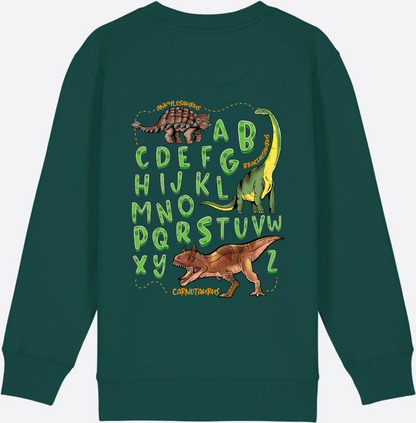 Dino Alphabet Sweatshirt zur Einschulung mit Name - Glazed Green