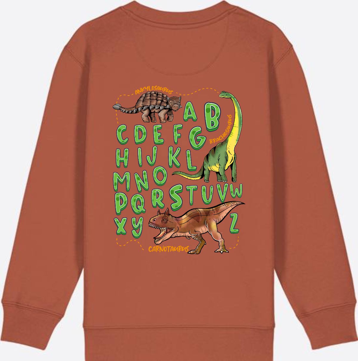 Dino Alphabet Sweatshirt zur Einschulung mit Name - Heritage Brown