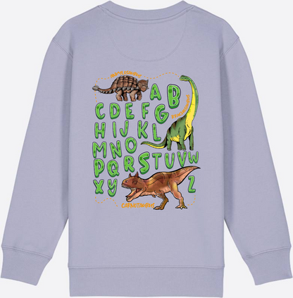 Dino Alphabet Sweatshirt zur Einschulung mit Name - Lavender