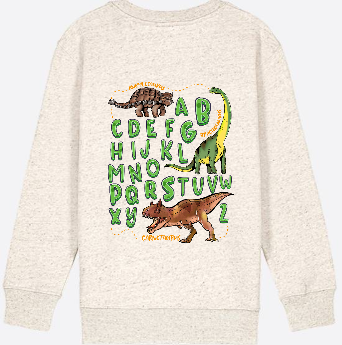 Dino Alphabet Sweatshirt zur Einschulung mit Name - Natural Raw