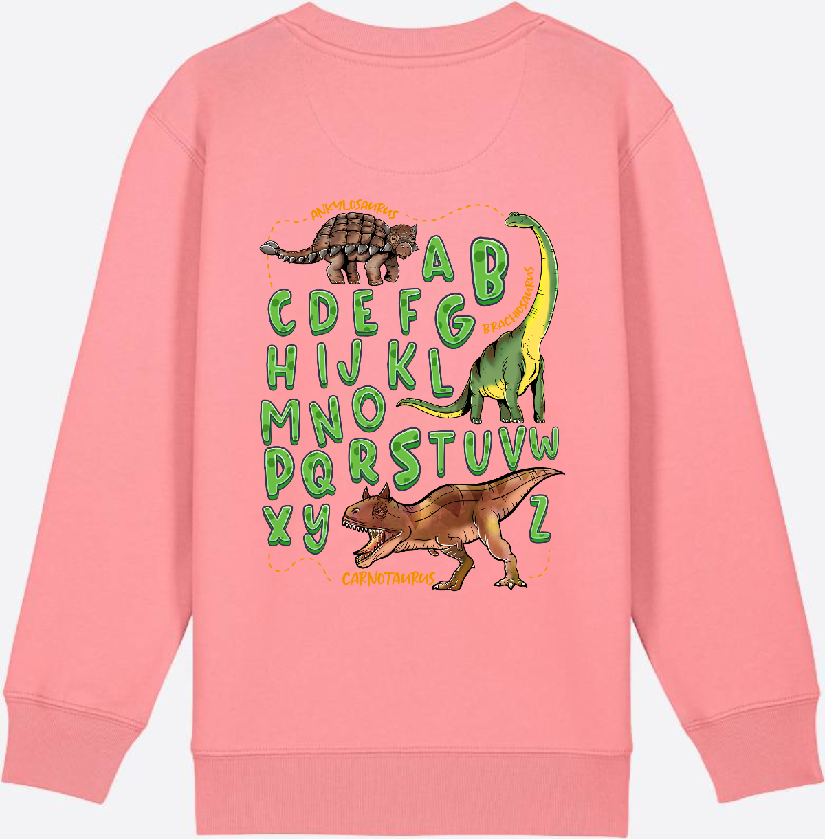 Dino Alphabet Sweatshirt zur Einschulung mit Name - Pink Joy