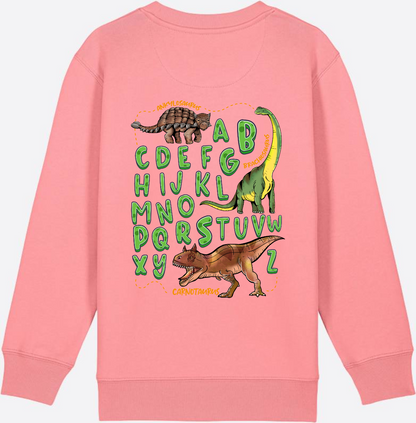 Dino Alphabet Sweatshirt zur Einschulung mit Name - Pink Joy