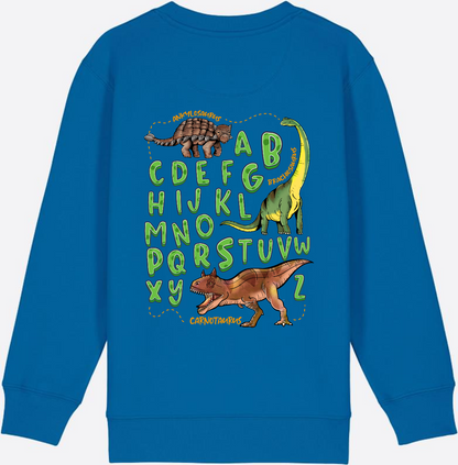Dino Alphabet Sweatshirt zur Einschulung mit Name - Royal Blue